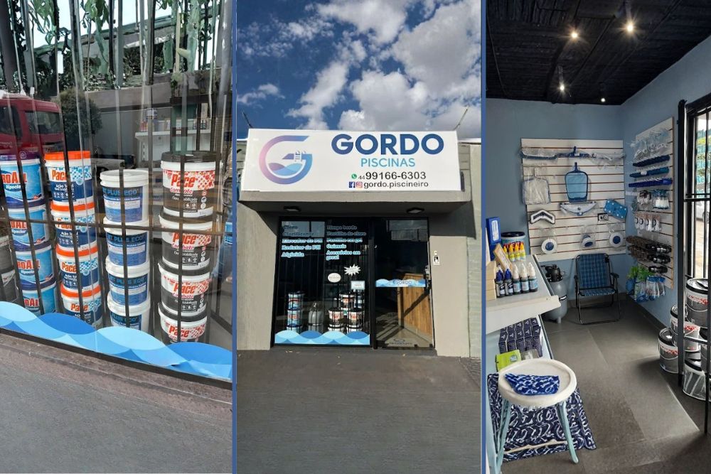 Fachada da Gordo Piscinas — loja em Mandaguaçu PR