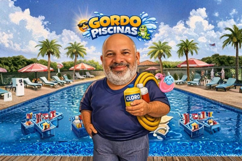 Técnico realizando limpeza profissional de piscina
